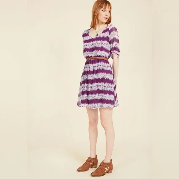 ModCloth/Peach Love California Purple Mountain Dwelling Mini Dress Size M - Picture 5 of 11